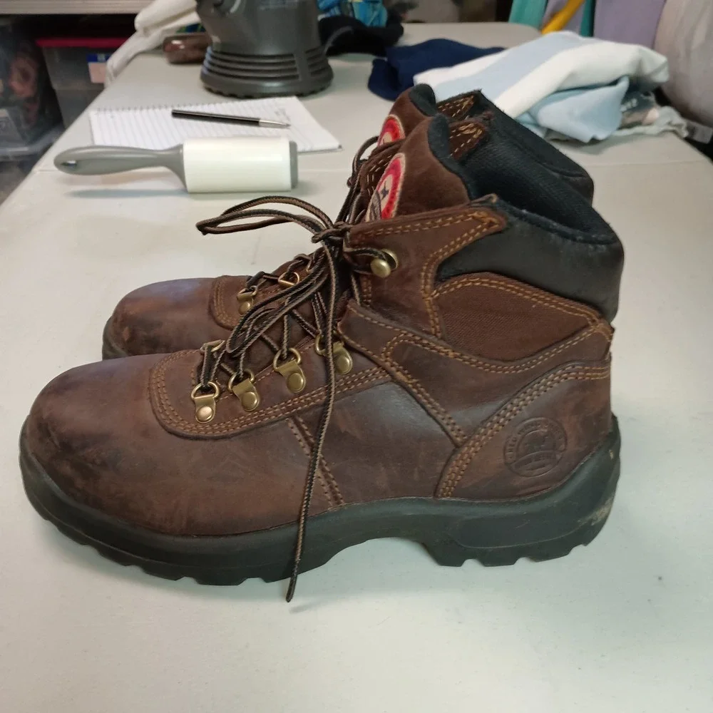 Red Wing Shoes Irish Setter Mens Work Boots Brown Leather Lace Up‎ Size 7.5 EH